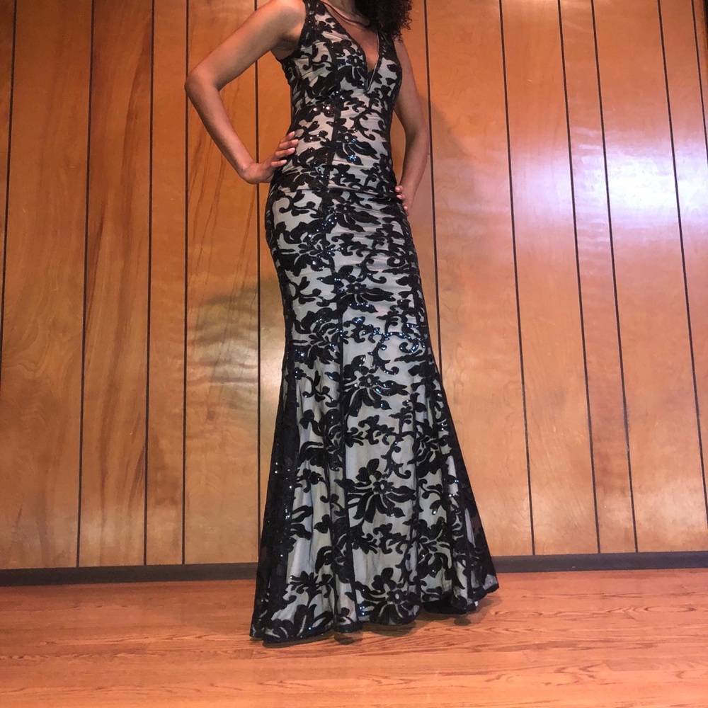 Super Sale- Beautiful Black  & Tan Gala/Prom Dress